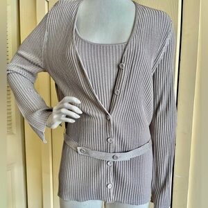 NWOT Ellen Tracy Metallic twin cardigan set